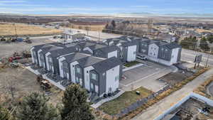 Aerial perspective of suburban area