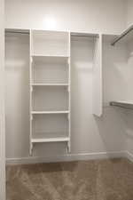 Walk in closet featuring carpet