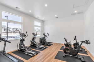 Gym featuring recessed lighting