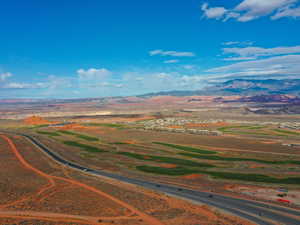 Aerial view of a mountain backdrop