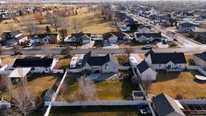 Aerial perspective of suburban area