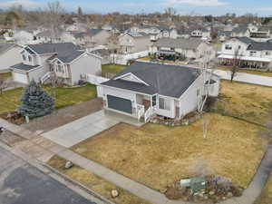 Aerial perspective of suburban area