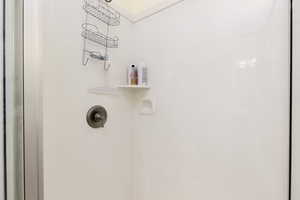 Bathroom view of a shower