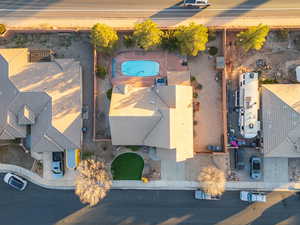 Aerial view of a pool area