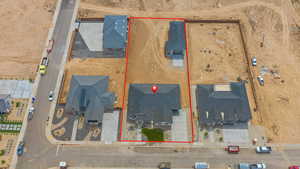 Aerial view of property's location featuring property parcel outlined