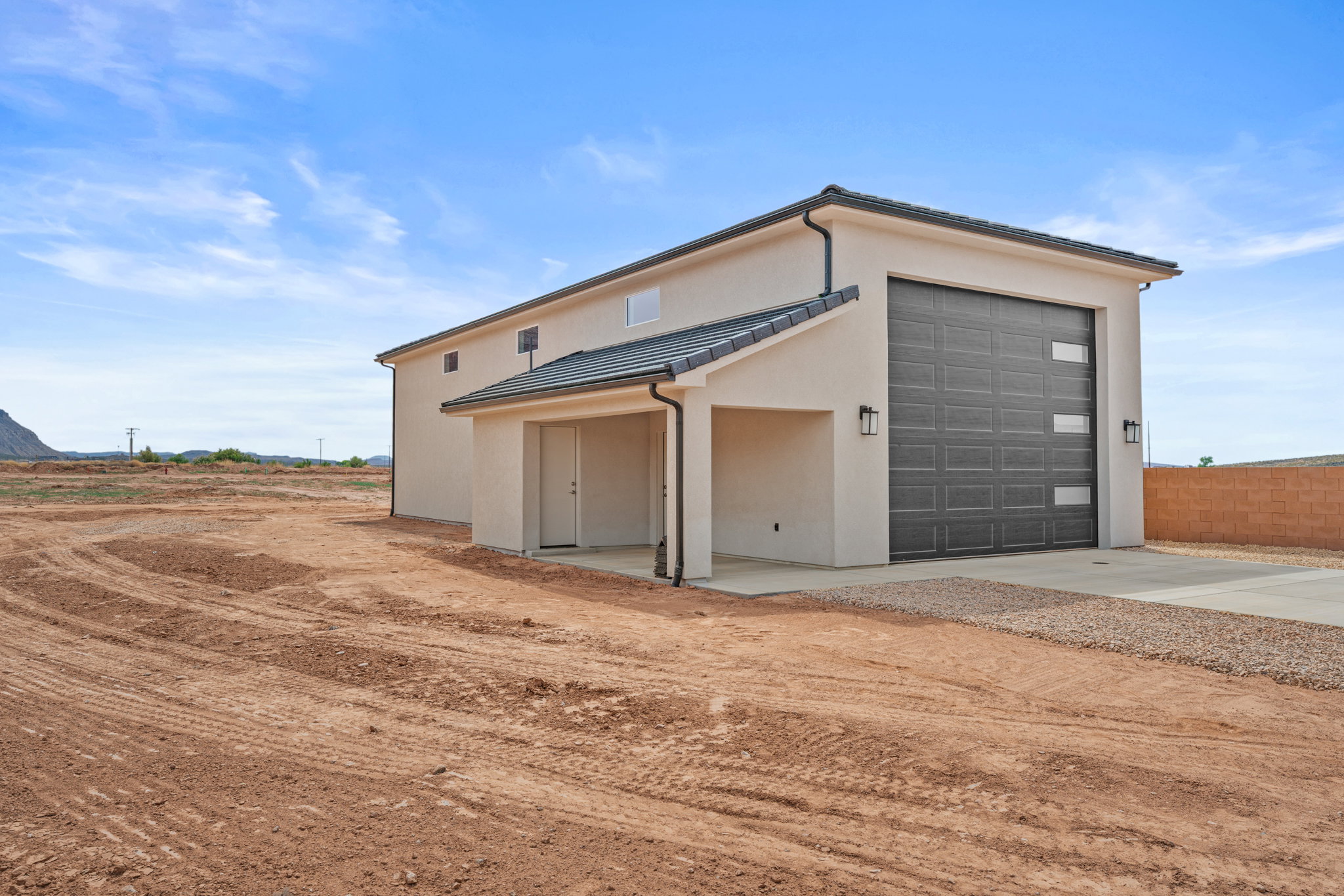 Garage with driveway