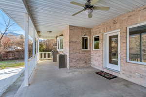 View of patio / terrace with ceiling fan