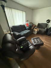 Living room with wood finished floors
