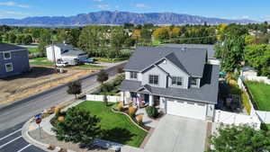 Aerial view of a mountain backdrop