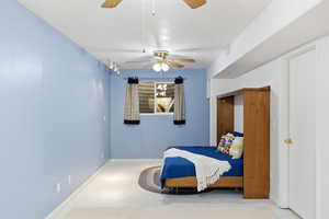Bedroom with a ceiling fan