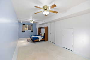 Bedroom with baseboards and ceiling fan