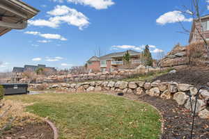 View of yard featuring a patio area, brand new hot tub with electrical ran is negotiable