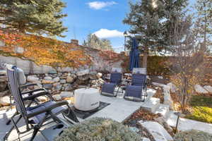 Front Courtyard with Fire Pit and Water Feature