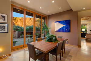 Dining space featuring recessed lighting and healthy amount of natural light