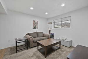Living room featuring recessed lighting