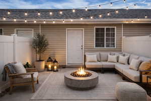 View of patio with outdoor lounge area