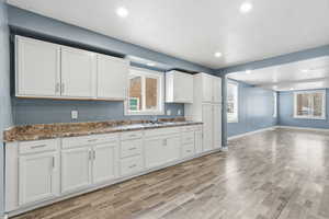 Kitchen with white cabinets