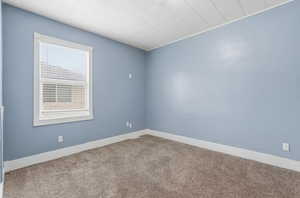 Carpeted empty room with baseboards