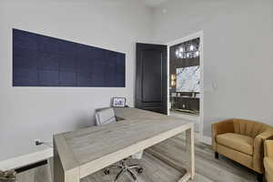 Office featuring light wood-style flooring