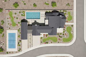 Aerial view of a pool