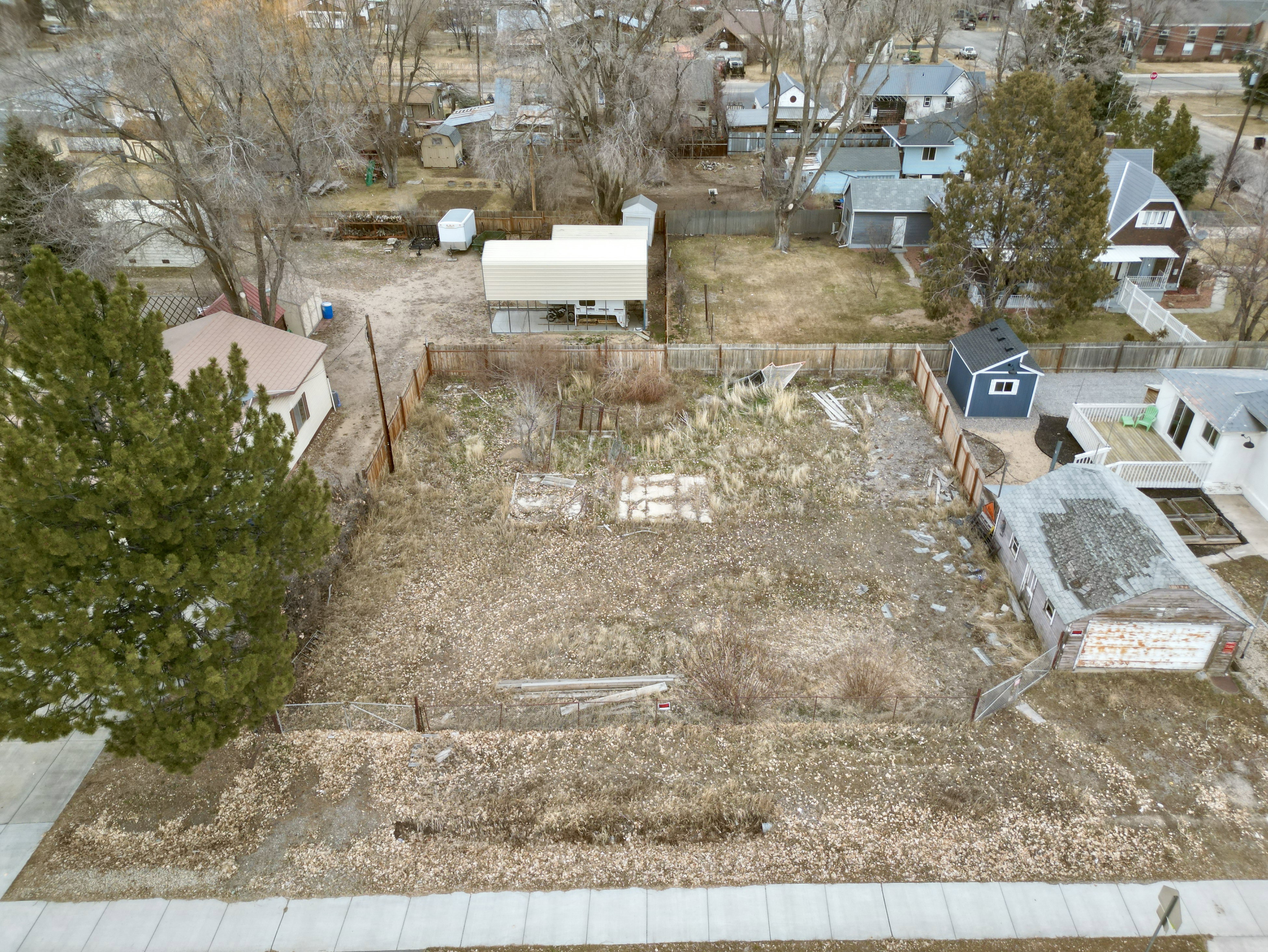 Aerial view of residential area