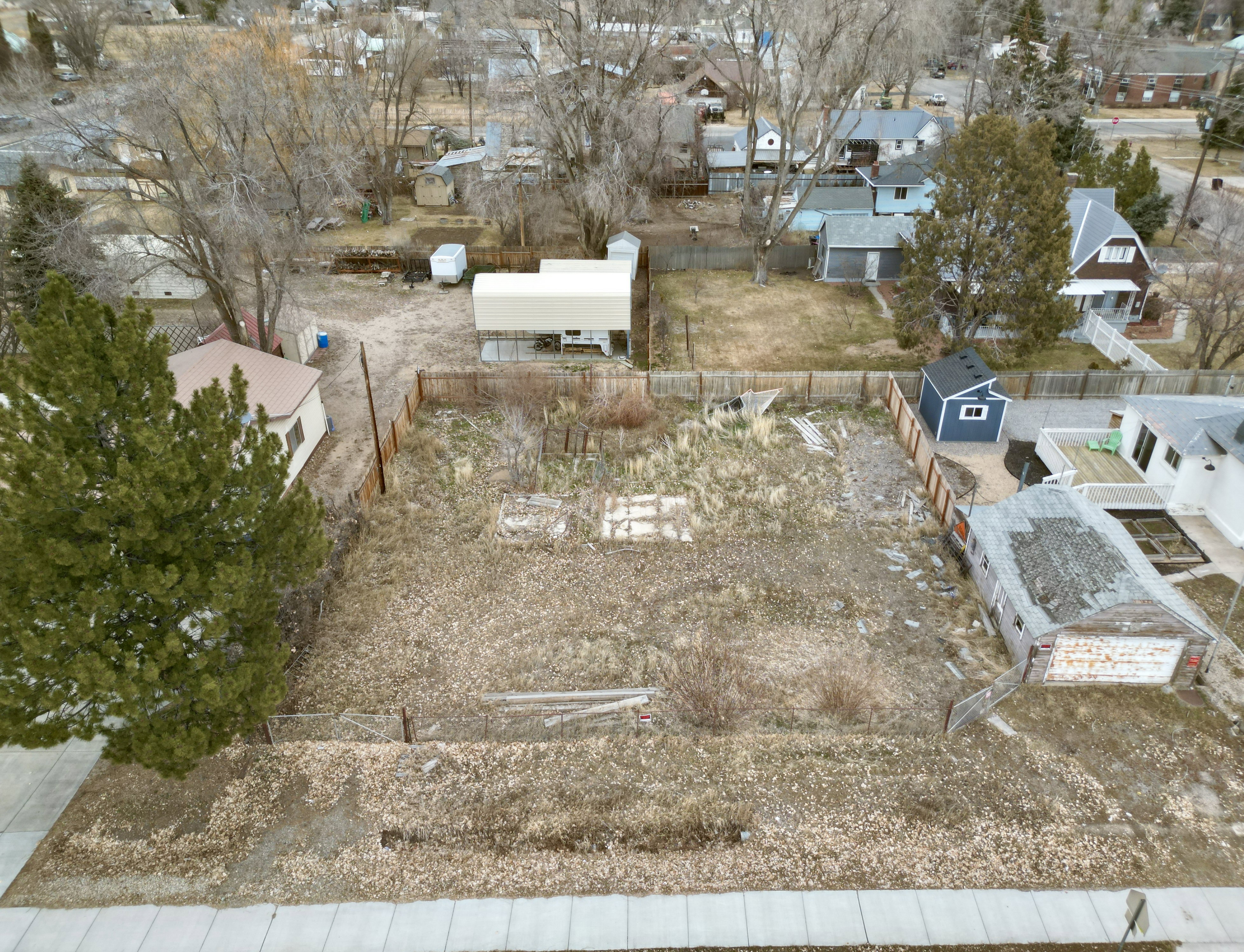 Aerial perspective of suburban area