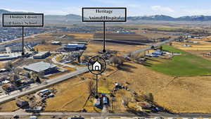 Bird's eye view of a mountain backdrop