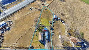 Aerial view of property's location featuring property boundaries highlighted