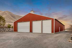 View of detached garage
