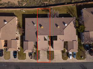 Aerial overview of property's location featuring property parcel outlined