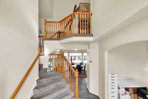 Staircase with a high ceiling