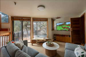 View of carpeted living area