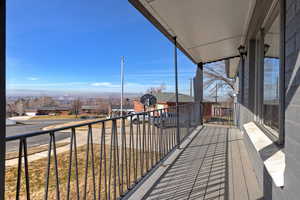 Balcony featuring a residential view