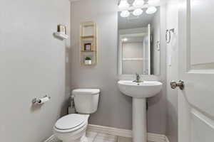 Convenient half bath on main level