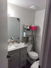 Bathroom with vanity and toilet