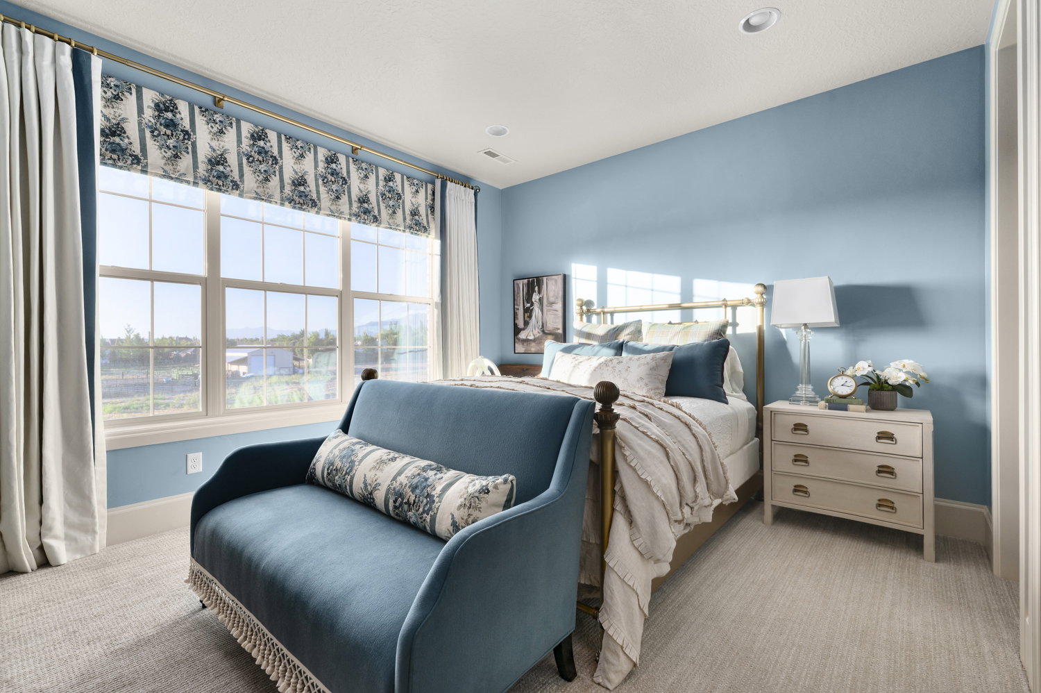 Bedroom with carpet and recessed lighting