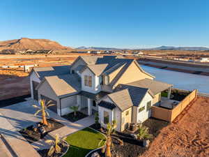 Drone / aerial view of a mountain backdrop