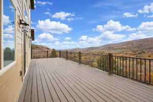 Deck featuring a mountain view