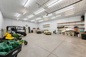 Garage with metal wall
