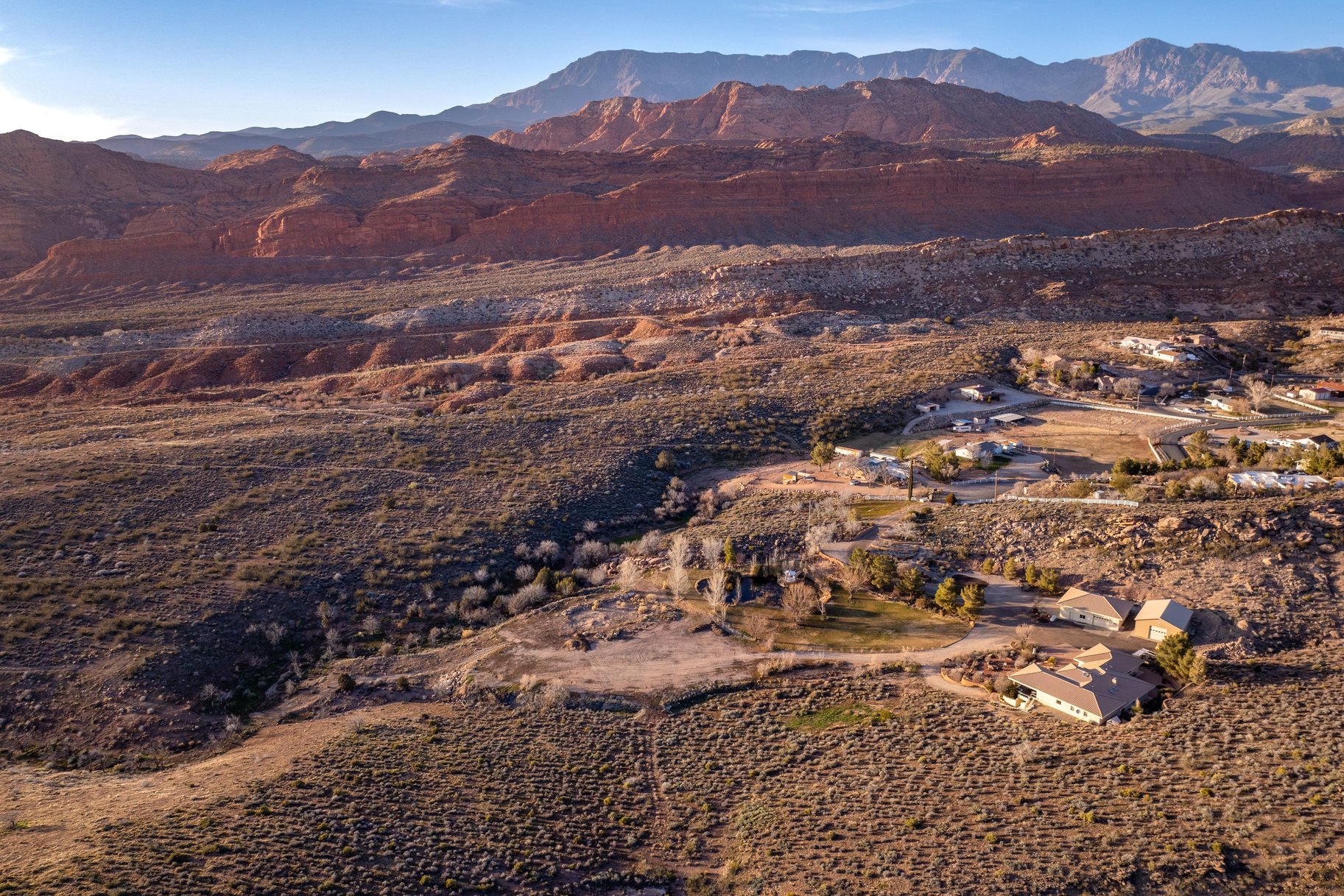 View of mountain backdrop featuring a desert landscape
