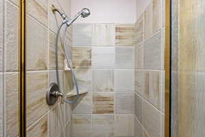 Bathroom view of a stall shower
