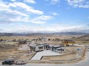 View of subject property with a mountainous background