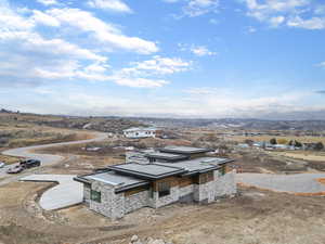 View from above of property featuring mountains