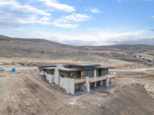 View from above of property featuring mountains