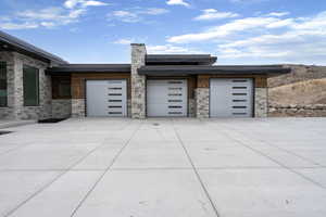 Garage with driveway