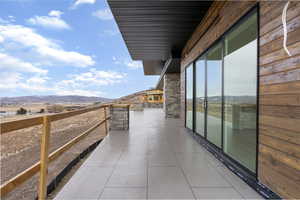 Balcony with a mountain view