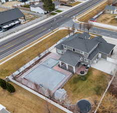 Aerial perspective of suburban area