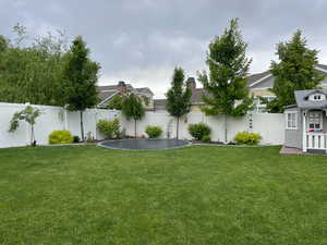View of fenced backyard