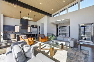 Living room featuring wood-type flooring and recessed lighting