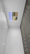 Unfurnished room featuring a skylight